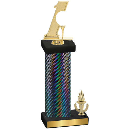 Accented Single Black Carbon Fiber Victory Golf Trophy