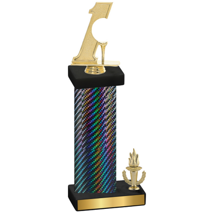 Accented Single Black Carbon Fiber Victory Golf Trophy