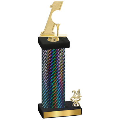 Accented Single Black Carbon Fiber Year Golf Trophy