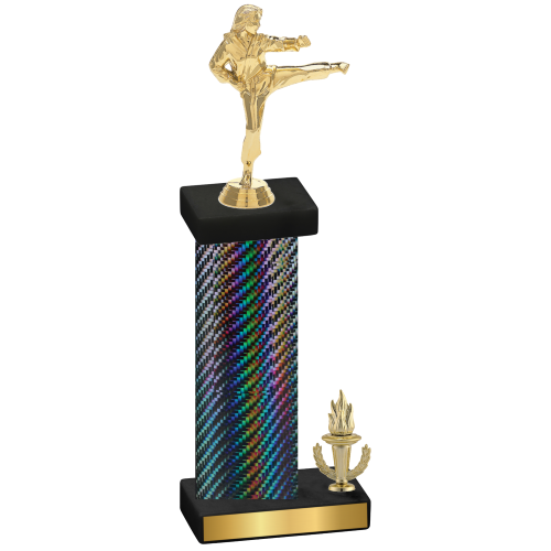 Accented Single Black Carbon Fiber Victory Karate Trophy