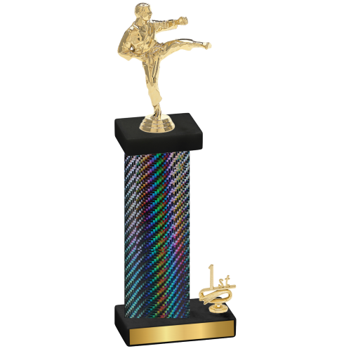 Accented Single Black Carbon Fiber First Place Karate Trophy