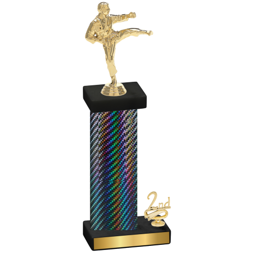 Accented Single Black Carbon Fiber Second Place Karate Trophy