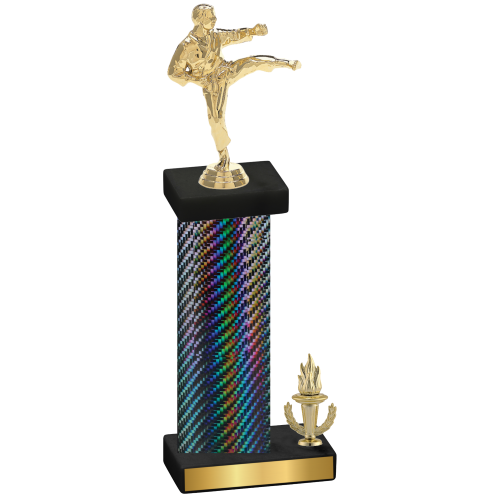 Accented Single Black Carbon Fiber Victory Karate Trophy