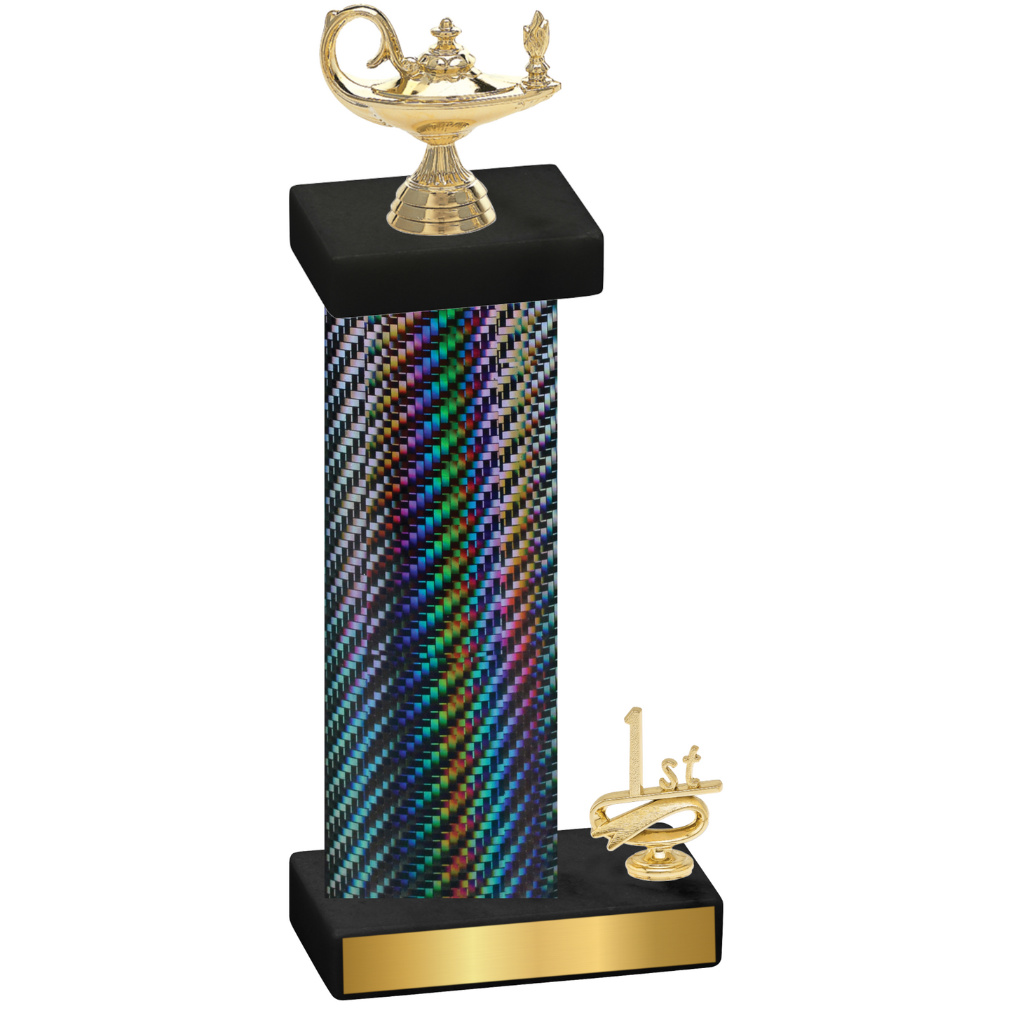 Accented Single Black Carbon Fiber First Place Academics Trophy