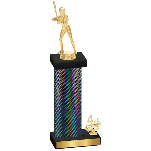 Accented Single Black Carbon Fiber Fourth Place Softball Trophy