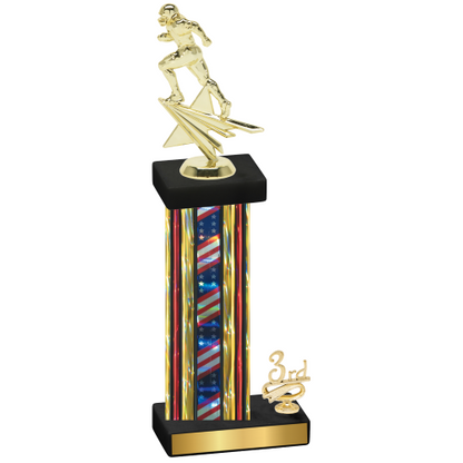 Accented Single Flag USA Third Place Football Trophy