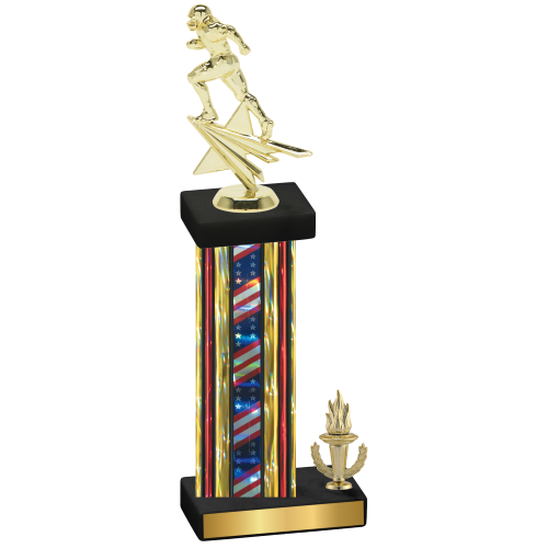 Accented Single Flag USA Victory Football Trophy