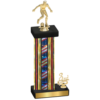 Accented Single Flag USA Third Place Soccer Trophy