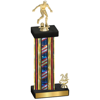 Accented Single Flag USA Year Soccer Trophy