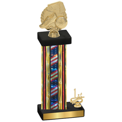 Accented Single Flag USA First Place Soccer Trophy