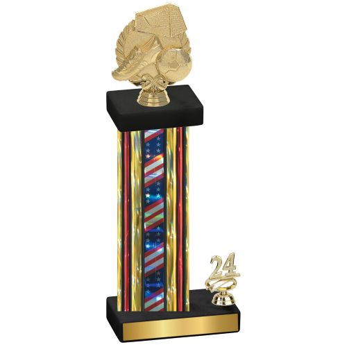 Accented Single Flag USA Year Soccer Trophy