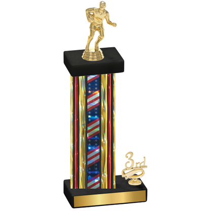 Accented Single Flag USA Third Place Rugby Trophy