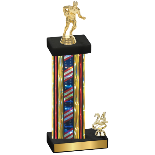 Accented Single Flag USA Year Rugby Trophy