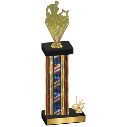 Accented Single Flag USA First Place Rugby Trophy