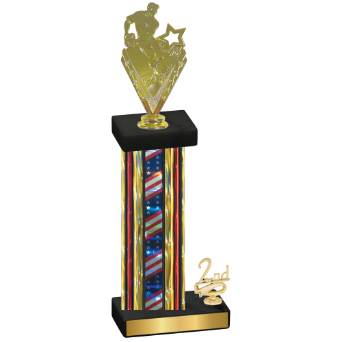 Accented Single Flag USA Second Place Rugby Trophy