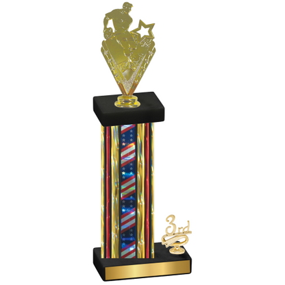 Accented Single Flag USA Third Place Rugby Trophy