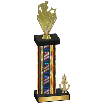 Accented Single Flag USA Victory Rugby Trophy