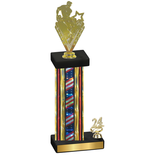 Accented Single Flag USA Year Rugby Trophy