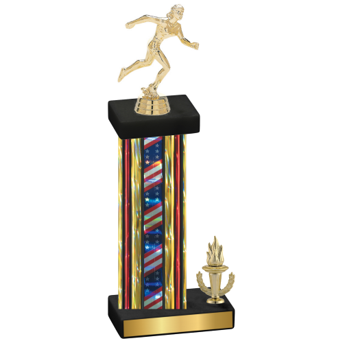 Accented Single Flag USA Victory Running Trophy