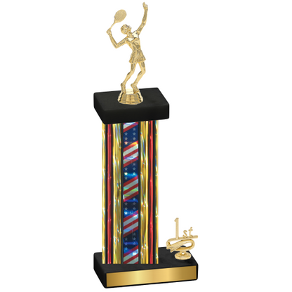 Accented Single Flag USA First Place Tennis Trophy