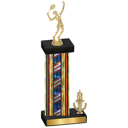 Accented Single Flag USA Victory Tennis Trophy