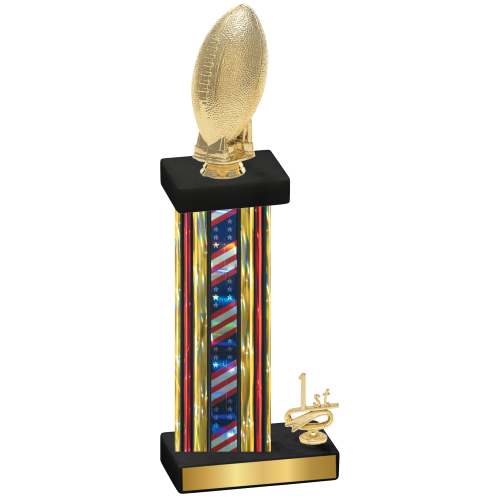 Accented Single Flag USA First Place Football Trophy