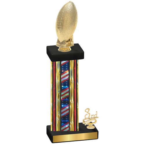 Accented Single Flag USA Third Place Football Trophy