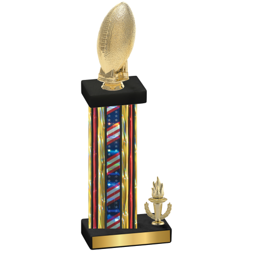 Accented Single Flag USA Victory Football Trophy