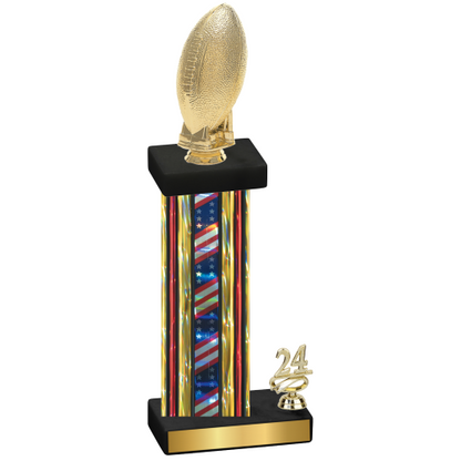 Accented Single Flag USA Year Football Trophy