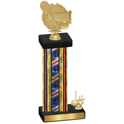 Accented Single Flag USA First Place Tennis Trophy