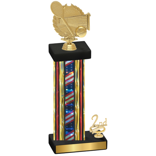 Accented Single Flag USA Second Place Tennis Trophy