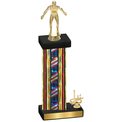 Accented Single Flag USA First Place Wrestling Trophy