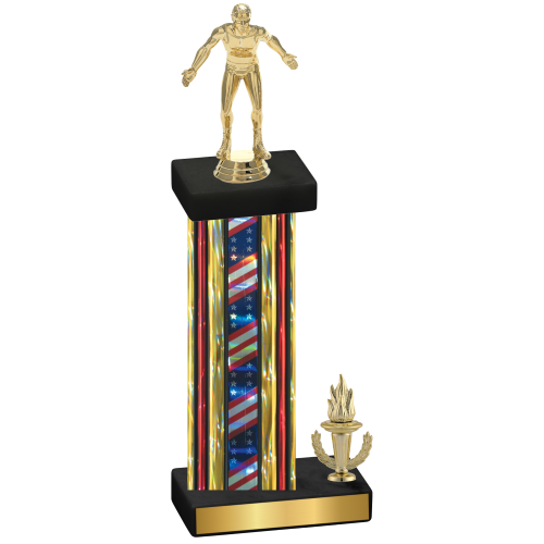 Accented Single Flag USA Victory Wrestling Trophy