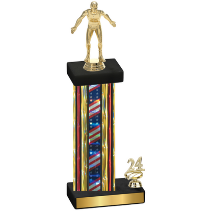 Accented Single Flag USA Year Wrestling Trophy