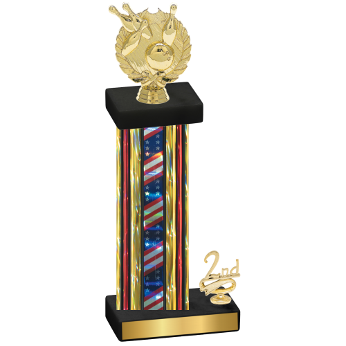 Accented Single Flag USA Second Place Bowling Trophy
