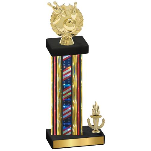 Accented Single Flag USA Victory Bowling Trophy