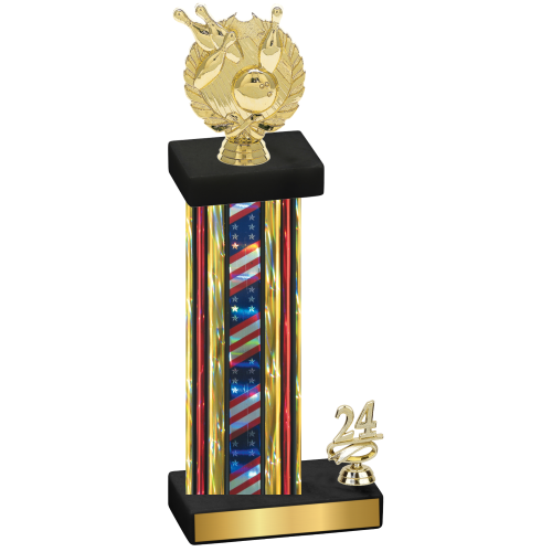 Accented Single Flag USA Year Bowling Trophy