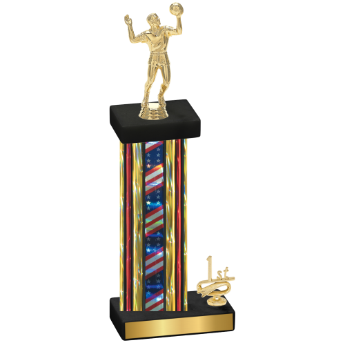 Accented Single Flag USA First Place Volleyball Trophy