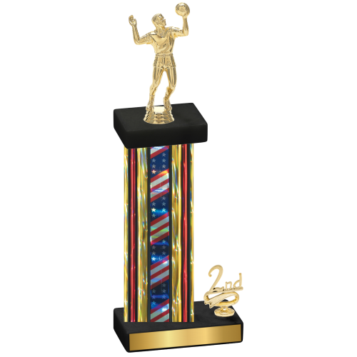 Accented Single Flag USA Second Place Volleyball Trophy