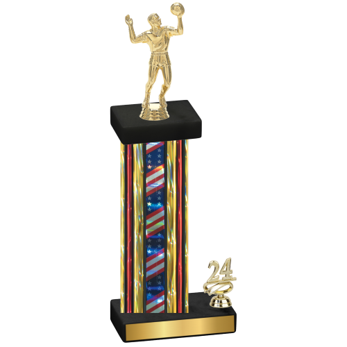 Accented Single Flag USA Year Volleyball Trophy