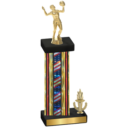 Accented Single Flag USA Victory Volleyball Trophy