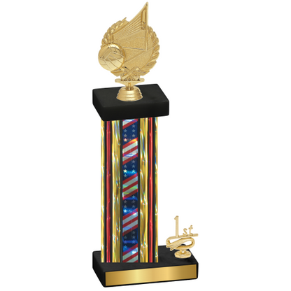 Accented Single Flag USA First Place Volleyball Trophy