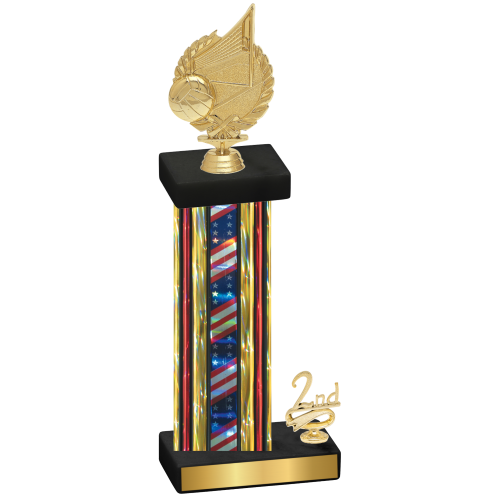 Accented Single Flag USA Second Place Volleyball Trophy