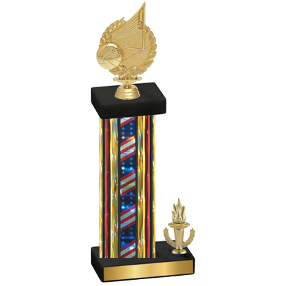 Accented Single Flag USA Victory Volleyball Trophy