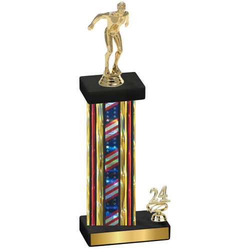 Accented Single Flag USA Year Swimming Trophy