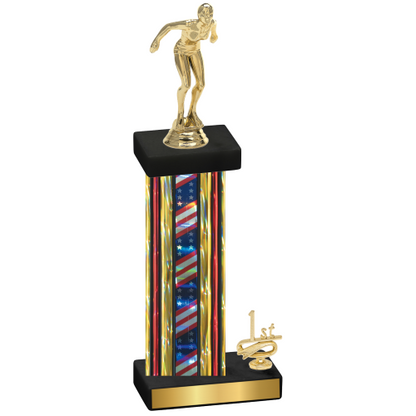 Accented Single Flag USA First Place Tennis Trophy