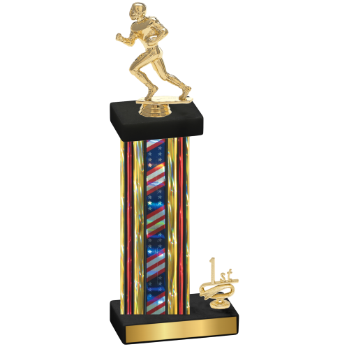 Accented Single Flag USA First Place Football Trophy