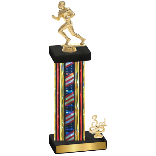 Accented Single Flag USA Third Place Football Trophy