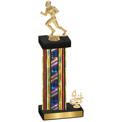 Accented Single Flag USA Fourth Place Football Trophy