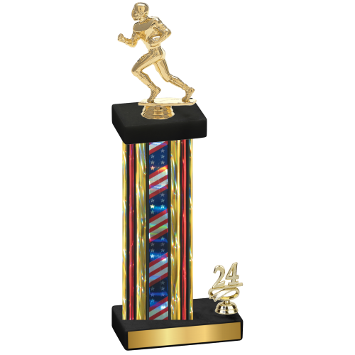 Accented Single Flag USA Year Football Trophy